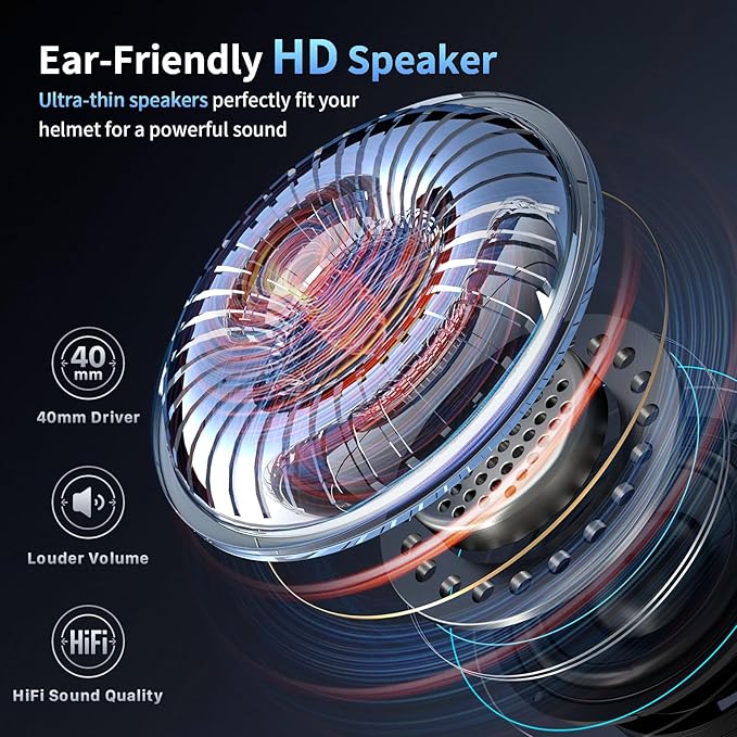Fodsports FX-S Motorcycle Bluetooth Headset V5.4, 2-Way Helmet Intercom