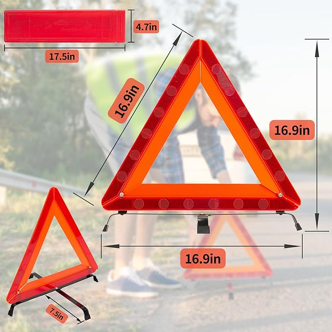 AYKRM 3Pack Car Warning Triangle Heavy Reflective Warning Road Safety Triangle
