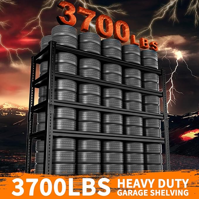 Storage Shelves Heavy Duty 4 PCS, 5-tier Adjustable Metal Industrial Utility