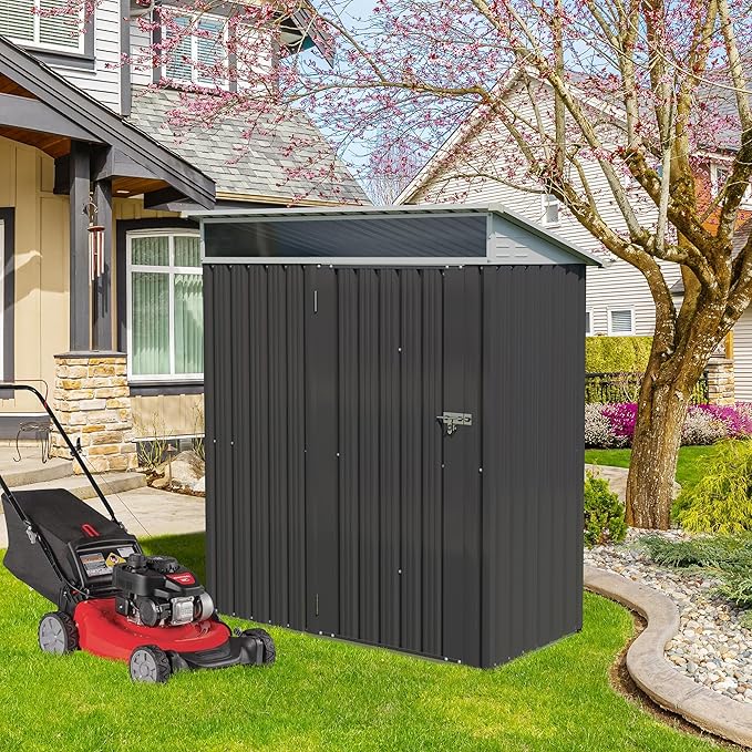 Vongrasig 5 x 3 x 6 FT Outdoor Storage Shed Clearance, Metal Garden Shed