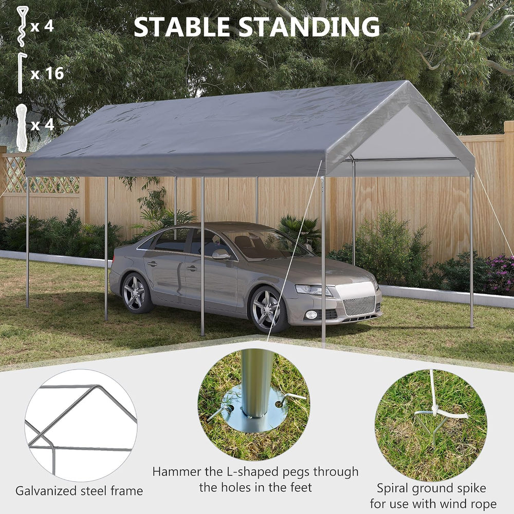 Outsunny 10' x 20' Party Tent and Carport, Height Adjustable Portable...