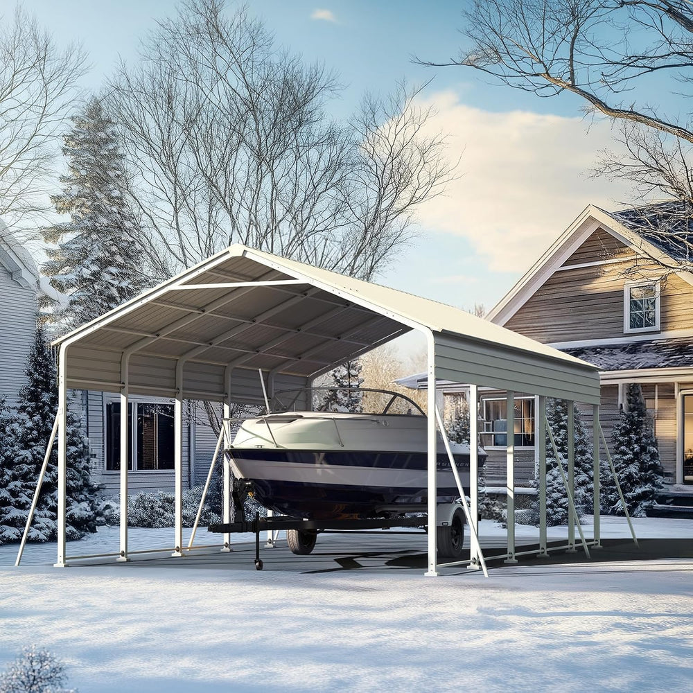 ADVANCE OUTDOOR 13x26 FT Heavy Duty Metal Carport with Vertical Roof, Pre-Dri...