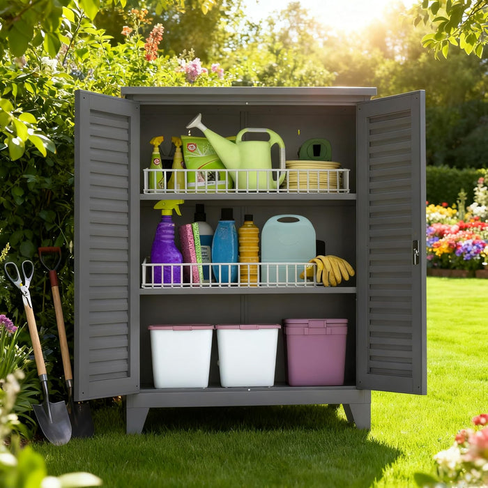RYH 47.2” Tall Metal Outdoor Storage Cabinet(47.2" H × 35.4" W ×17.7" D)