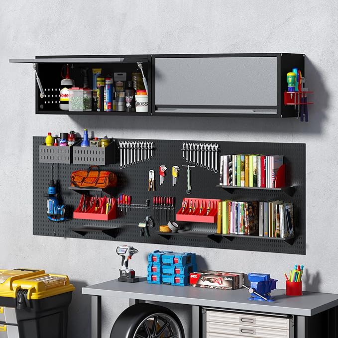 Metal Garage Wall Cabinet with Doors Side with Holes, 13.8" H 1 Door Sma...