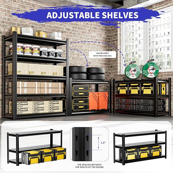 Garage Shelving, Heavy Duty Sturdy Steel Thickened Metal Shelves