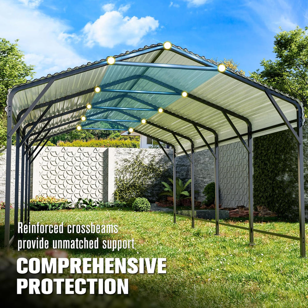 Polar Aurora 12x20 FT Metal Carport, Car Port with Enhanced Base