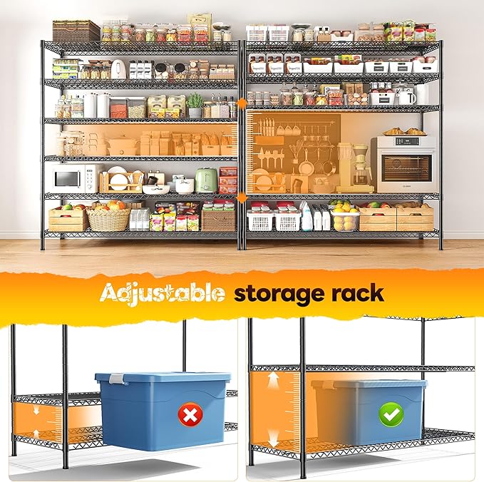 REIBII 83"H Storage Shelves 3840LBS Metal Shelving Unit Garage Shelving ...