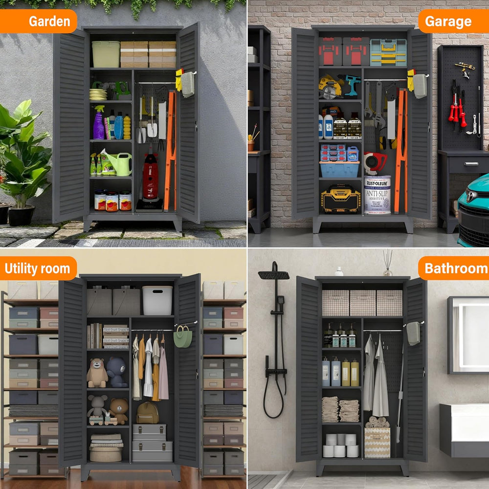 RYH 73" Tall Metal Outdoor Storage Cabinet(73" H × 35.4" W ×17...