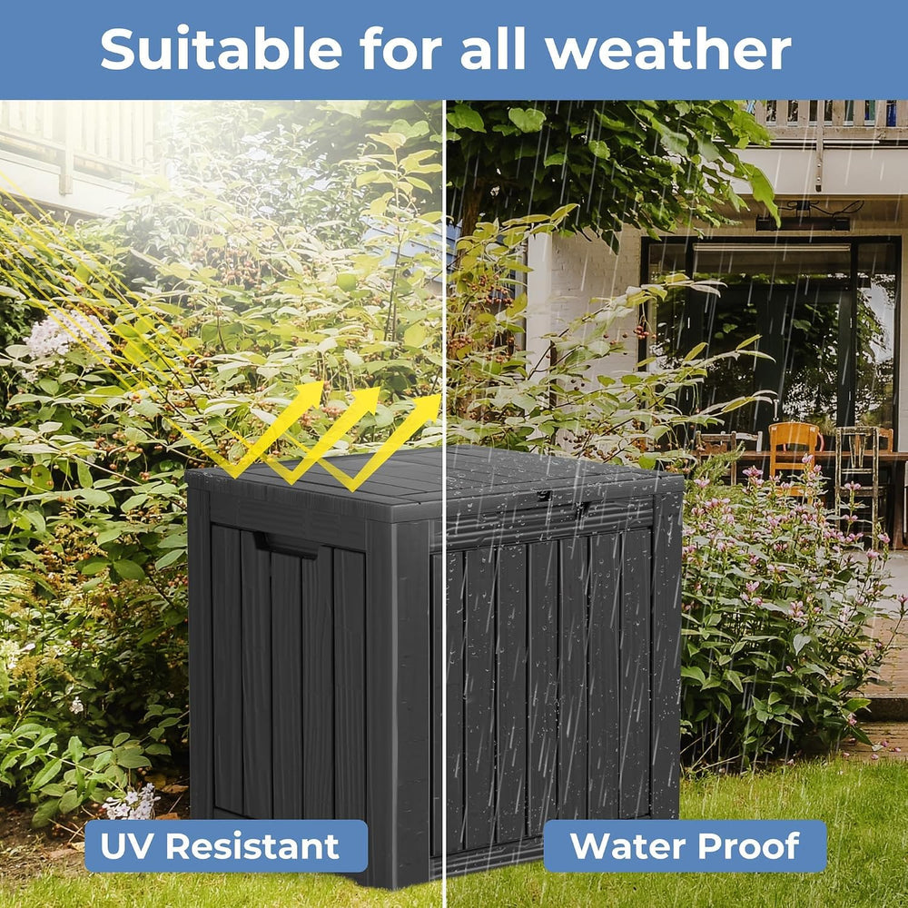 Outdoor Storage Box 35GAL Waterproof Resin Deck Box,Pool Accessories Supplies...