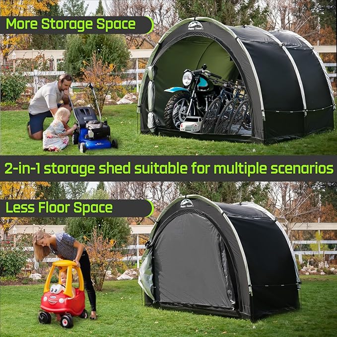 Happy Travel Bike Storage Tent Shed, Outdoor Waterproof Bicycle Covers Shelter
