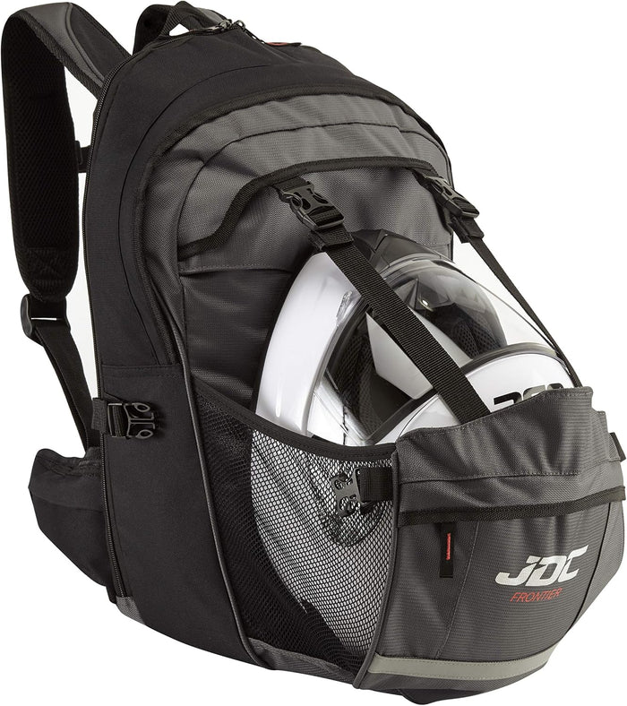 JDC Motorcycle Backpack With Helmet Holder/Carrier - 24L Expandable to 36L - FRONTIER