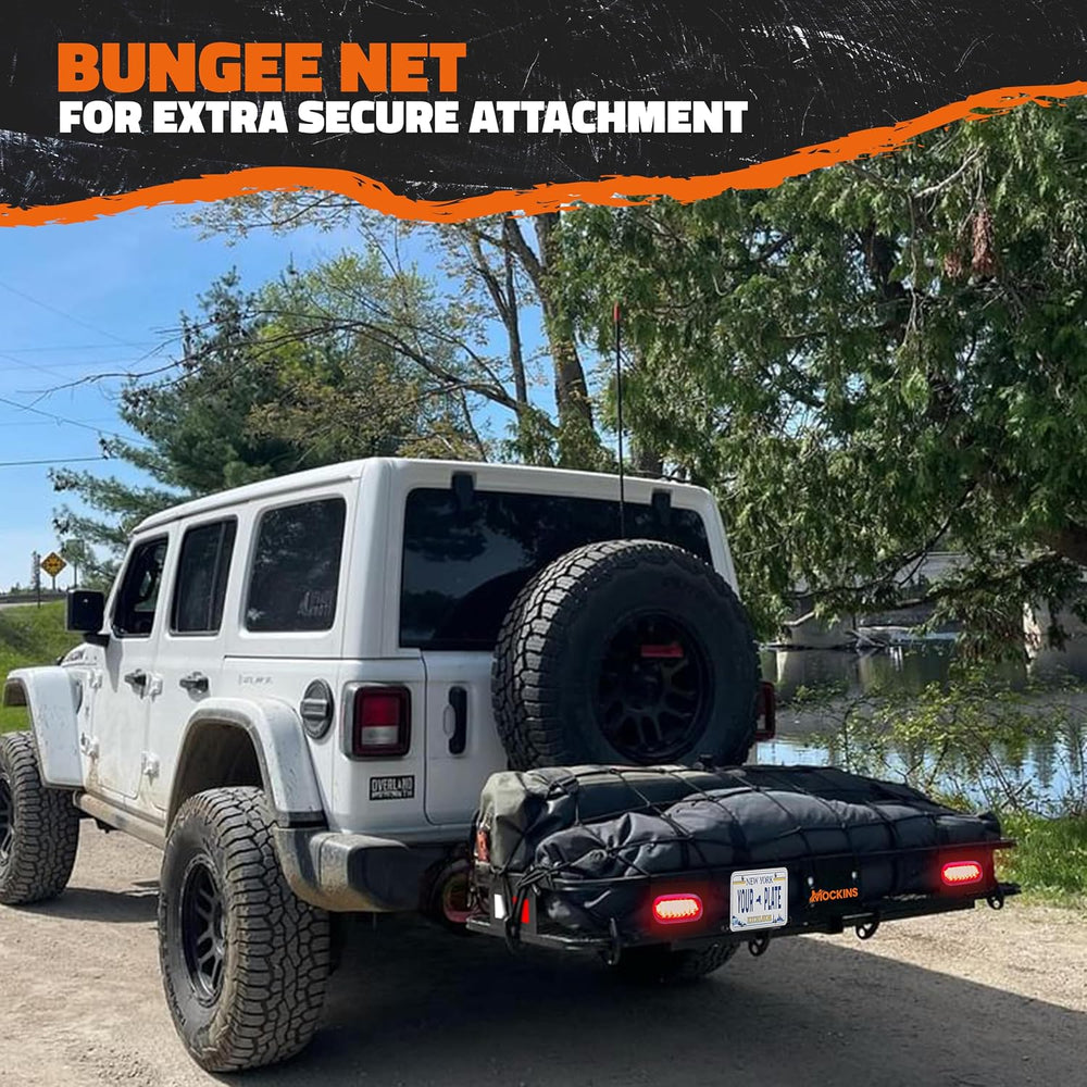 Mockins Trailer Hitch Cargo Carrier w/License Plate Holder & Rear Lights ...