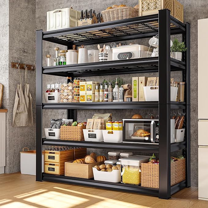 REIBII 3010LBS Storage Shelves 72" H Garage Shelving Heavy Duty Metal Sh...