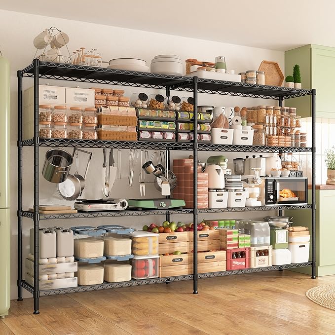 REIBII 69.8" W Storage Shelves 1250LBS Wire Shelving Unit 4 Tier Metal S...