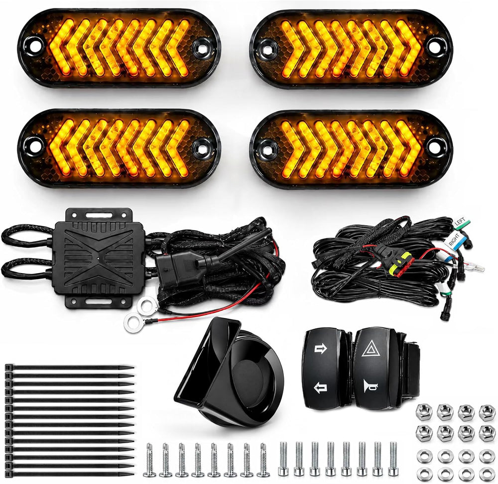 UTV Turn Signal Kit with Spare Bulb Assurance, 110dB Horn, Pre-Wired Plug-and...
