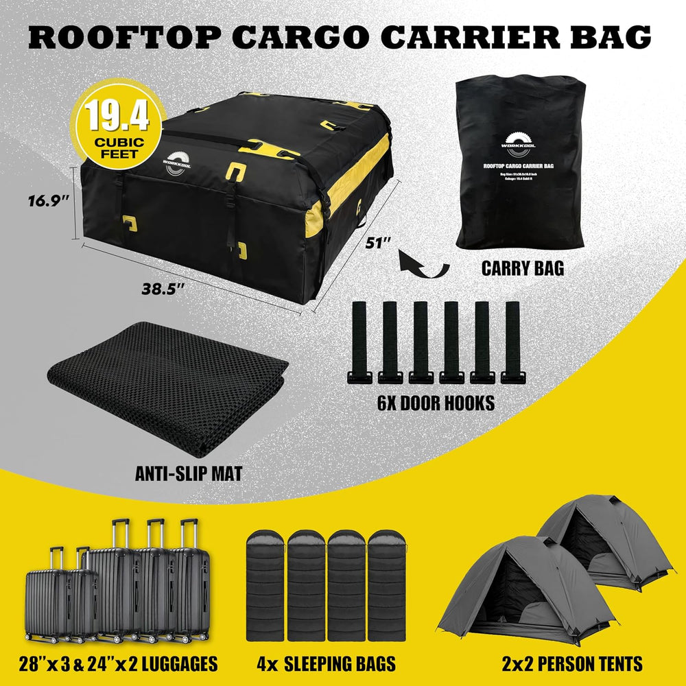 Rooftop Cargo Carrier Vehicle Soft-Shell Carriers, Heavy Duty Car Roof Bag Wa...