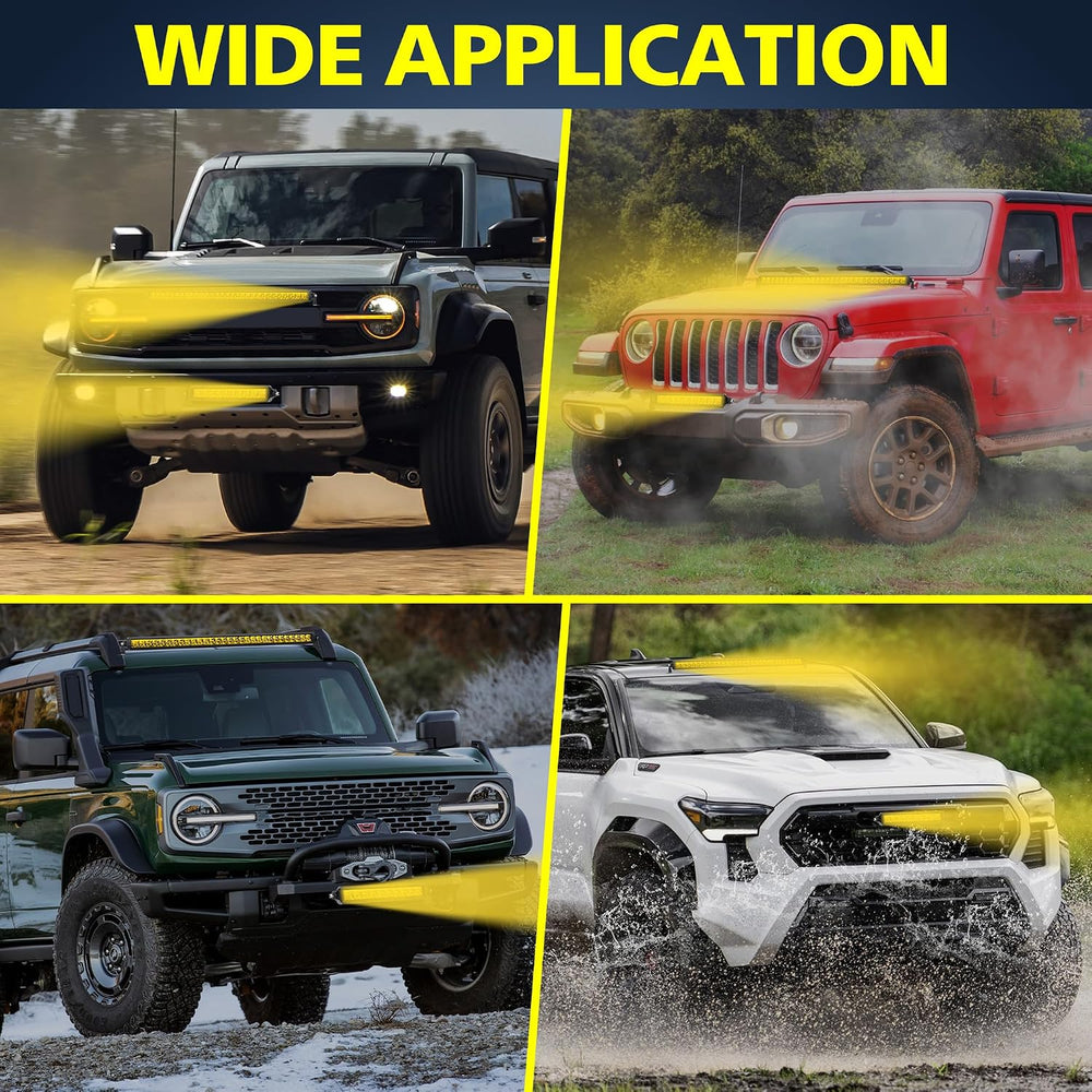 4WDKING 12 Inch Amber LED Light Bar 50W Screwless Spot Flood Combo Offroad