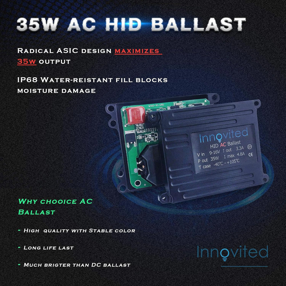 Innovited 9006 6000K HID Xenon Bulbs Bundle with 35W AC Slim Digital Ballast ...