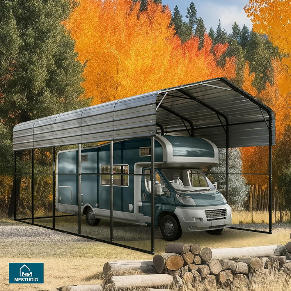 MFSTUDIO Metal RV Carport 14x25ft, Heavy Duty Carports Car Canopy Shelter
