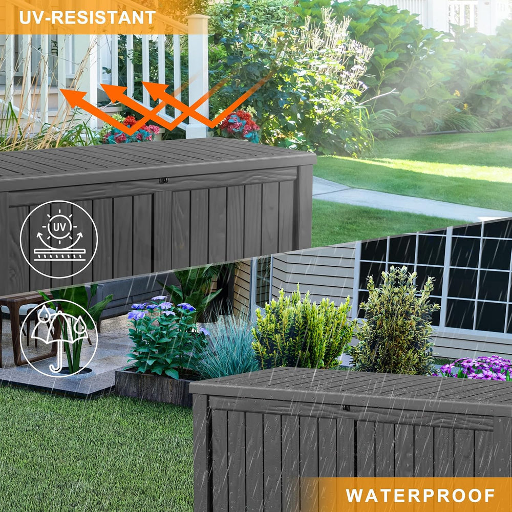 150 Gallon Outdoor Deck Box, Lockable Waterproof Outdoor Storage Boxes For Ga...