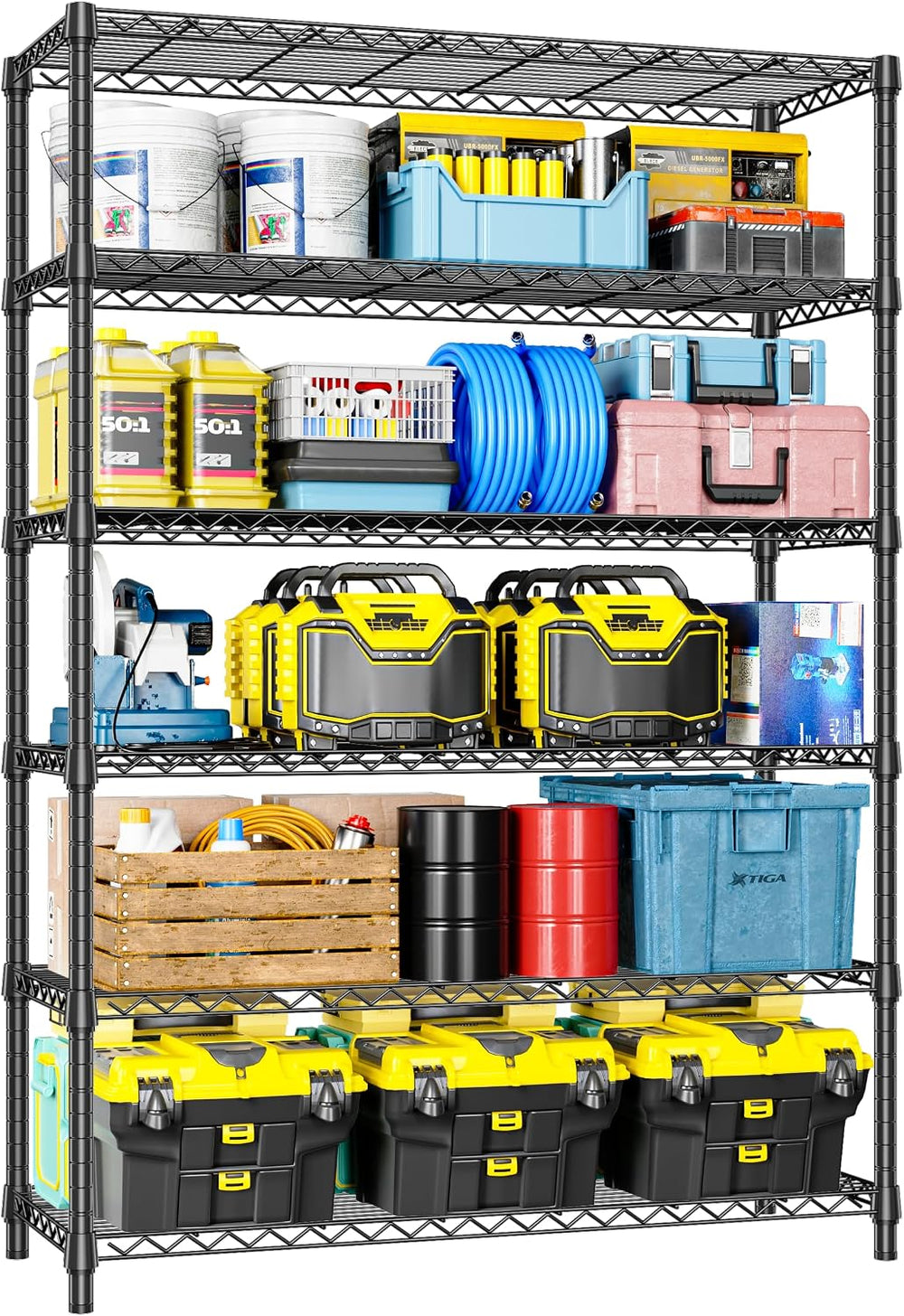 IZEUK 6 Tiers Garage Shelving Wide Storage Shelves Metal Shelves Heavy Duty