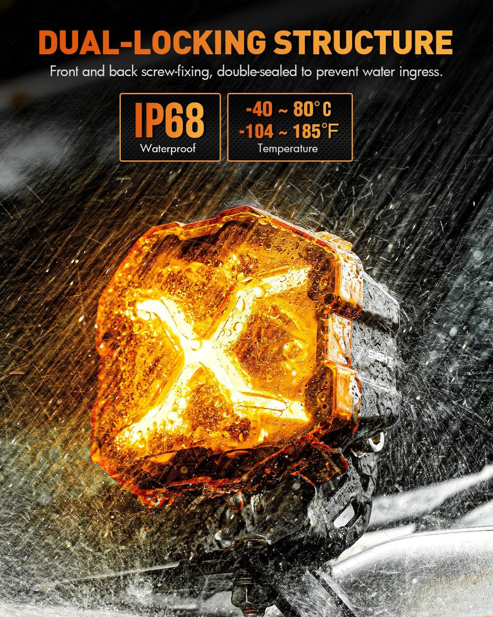 NOVSIGHT X Series 4 Inch Amber/White Off Road Driving Light LED Pods, Pair