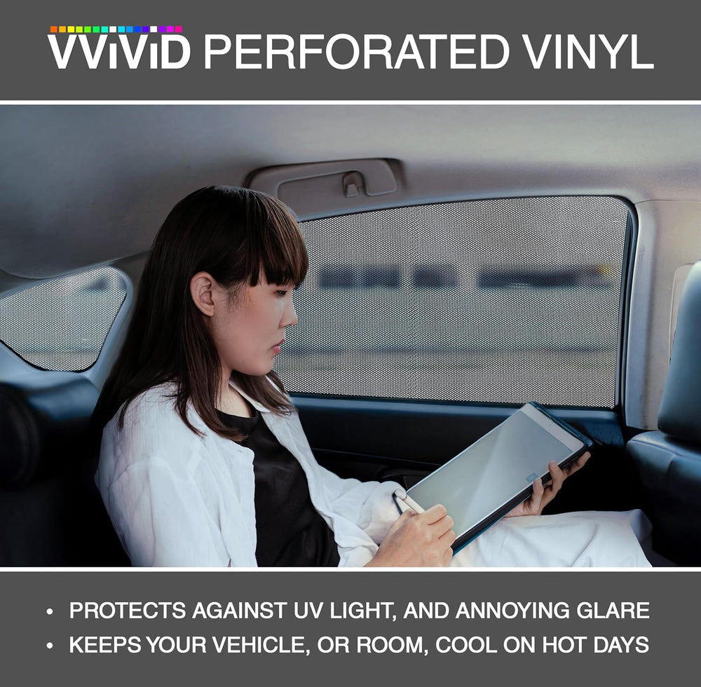 VViViD One-Way Perforated Black Vinyl Privacy Window Film Adhesive Glass Wrap...