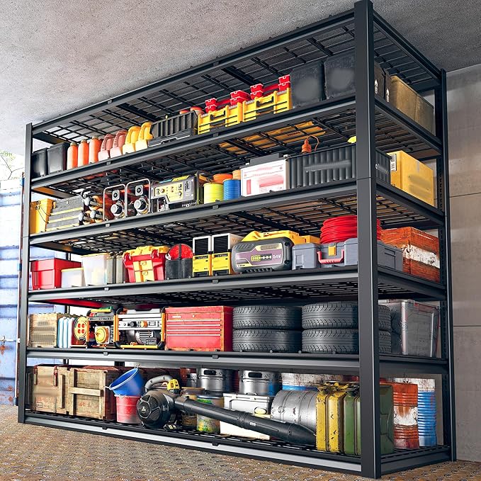 REIBII 60" W Garage Shelving, 2900LBS Storage Shelves, 6 Tier Heavy Duty...