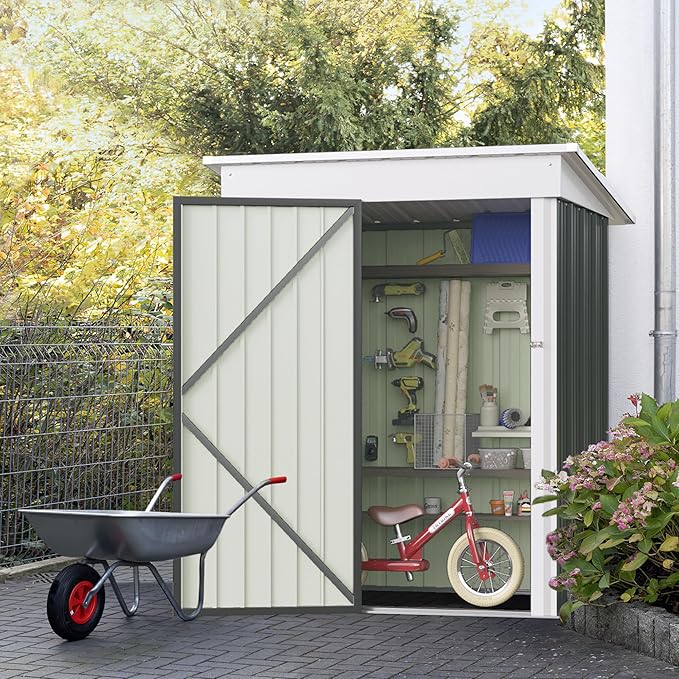 JUMMICO Metal Outdoor Storage Shed 5 x 3 FT Metal Shed