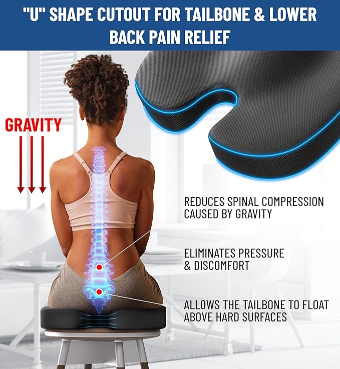 Everlasting Comfort Doctor Recommended Gel Memory Foam Seat Cushion