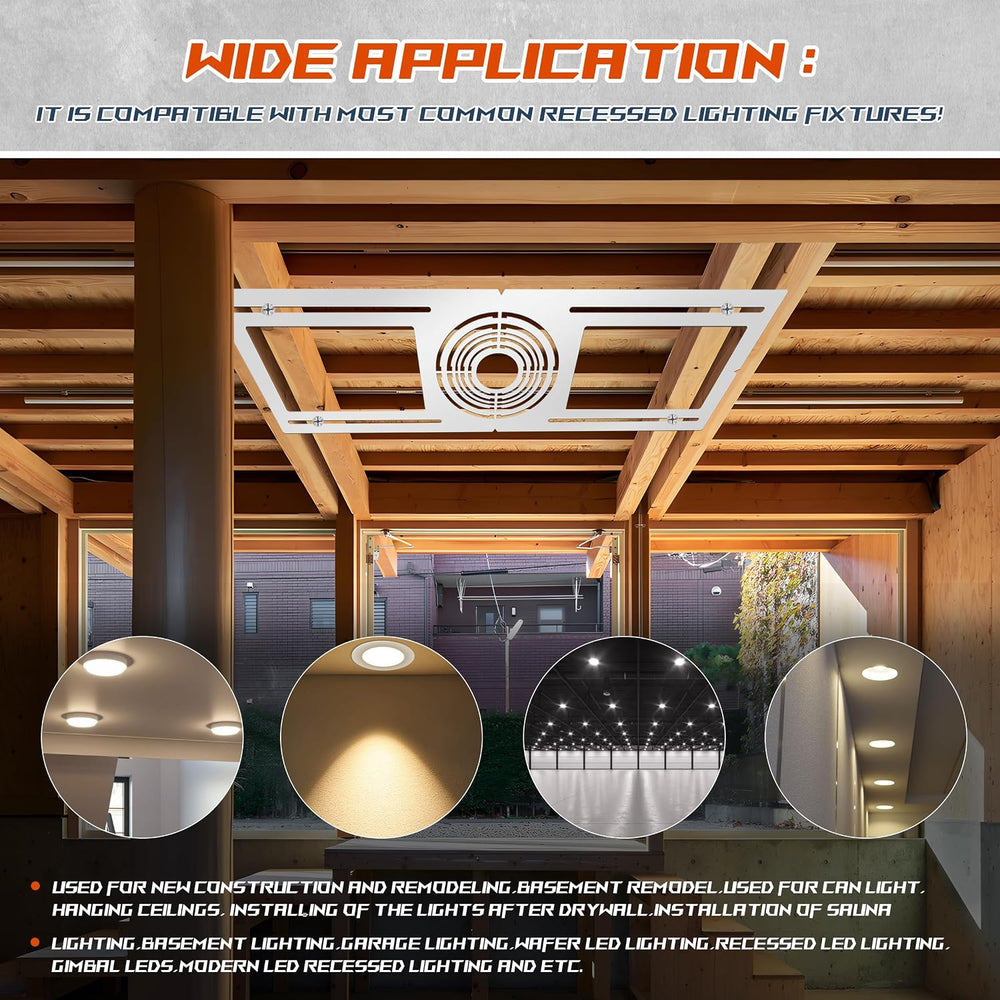 New Construction Mounting Plate, 36PC, 2-3-3.75-4-5-6 Inch, LED Recessed Ligh...