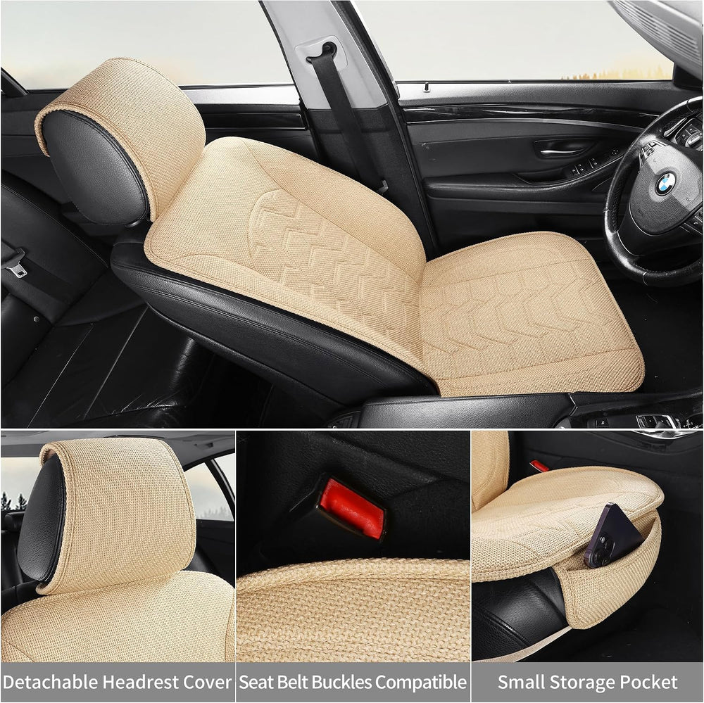 Linen Front Car Seat Covers Cloth Fabric Automotive Seat Protectors