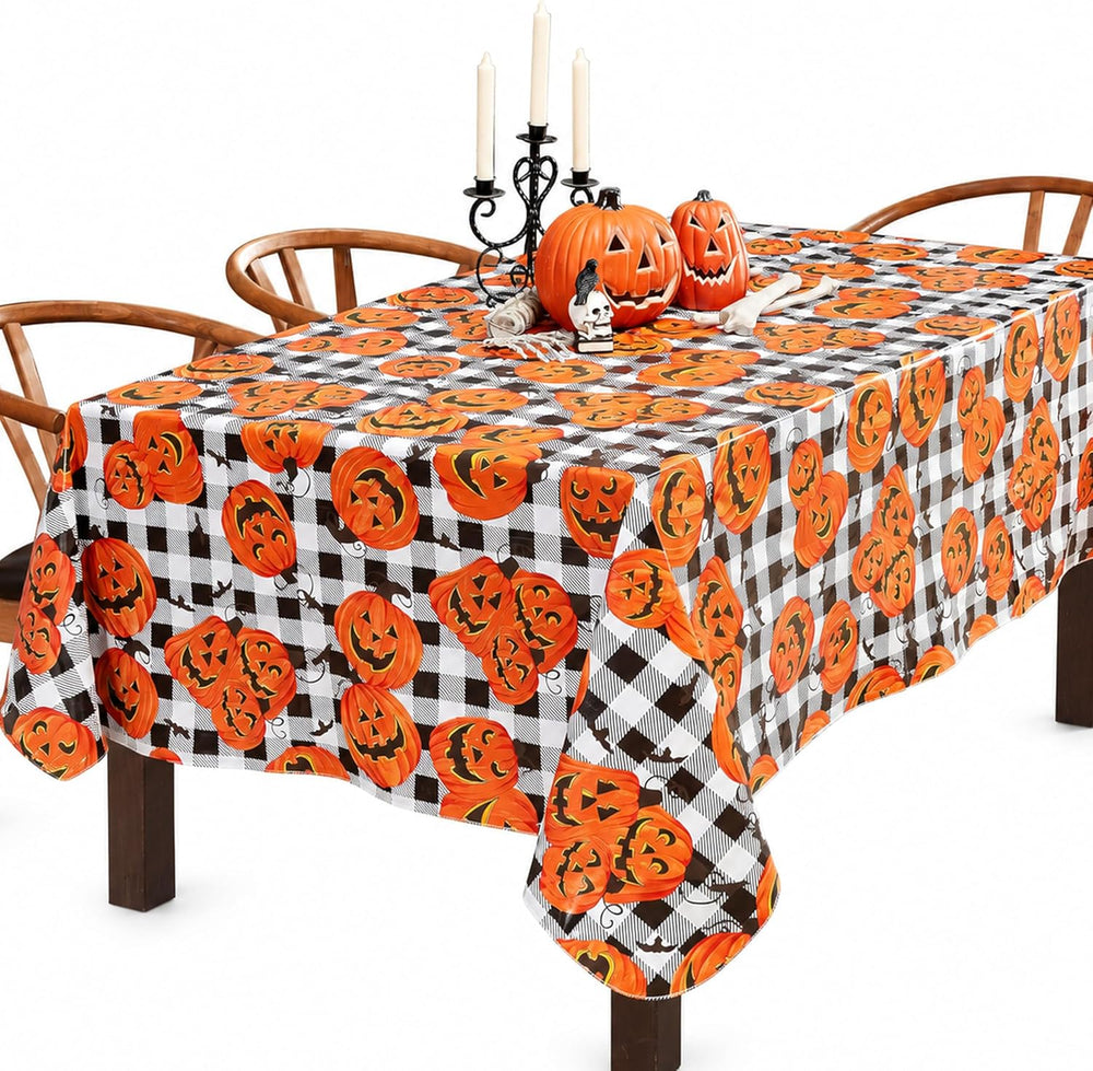 Newbridge Halloween Jack O’ Lantern 60x120 Inch Rectangle Vinyl Tablecloth
