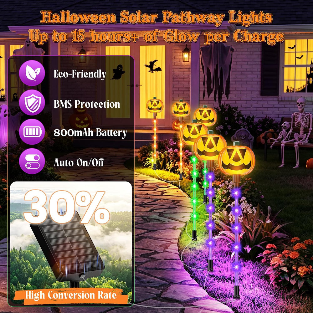 Upgraded Solar Pumpkin Lights Outdoor Halloween Decorations, 12 Pack