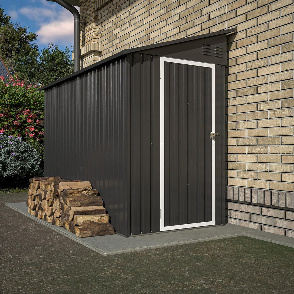Shed Lean to Storage Shed, Outdoor 4' x 8' Metal Wall Side Storage Sh...