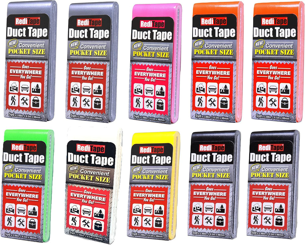 Travel Size Pocket Duct Tape 10-Pack | 1.88 inches x 5 Yards per Flat Pack (1...