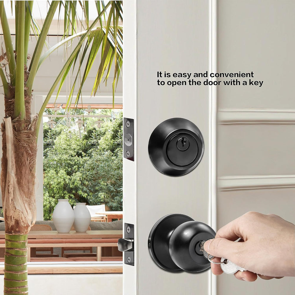 Exterior Door Lock Set with Deadbolt, Keyed Alike Door Lock with Key for Fron...