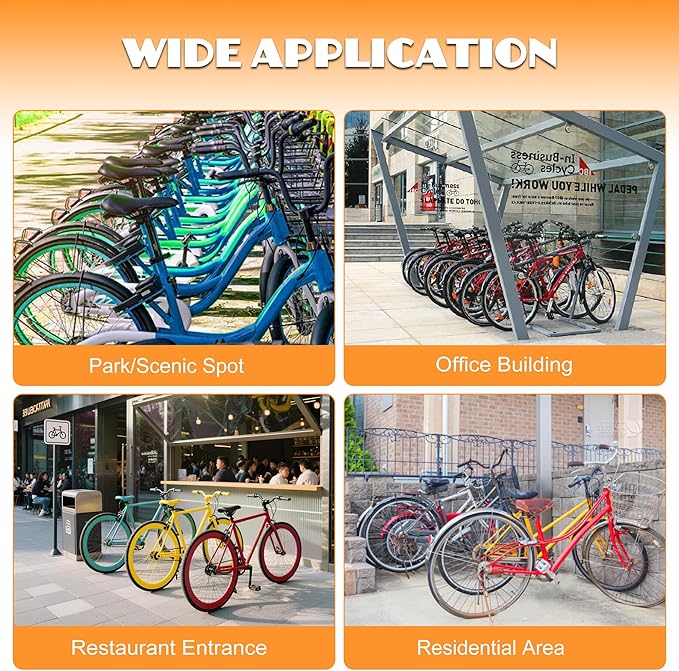 10-Bike Floor Bike Rack, 60” Dual-Sided Freestanding Steel Bike Stand