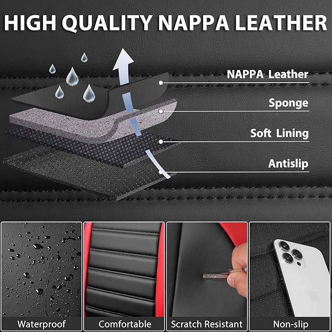 CAR PASS Nappa Leather Car Seat Covers Front Seats, Luxury Seat Protector