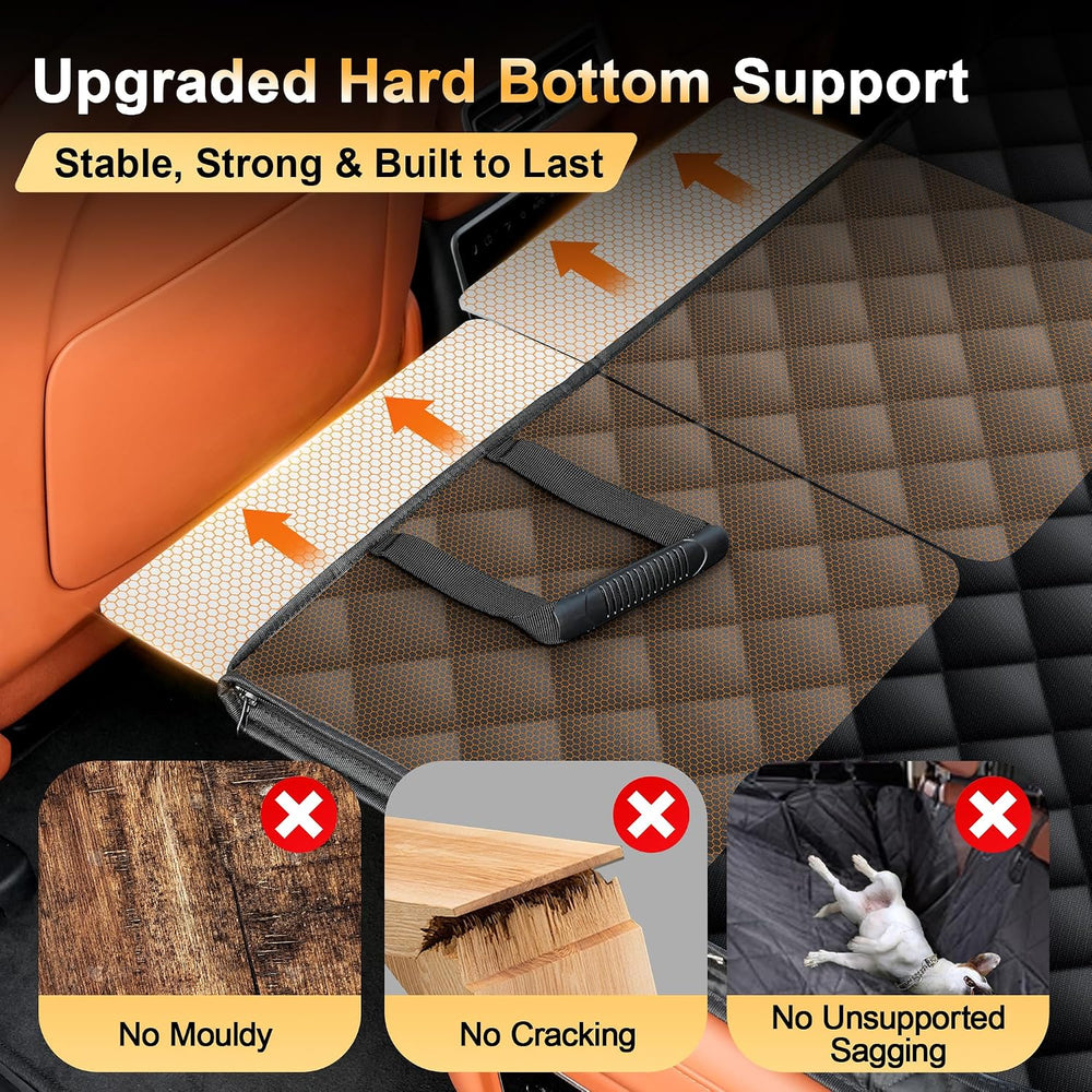 Back Seat Extender for Dogs, Holds 450 lbs, Hard Bottom Waterproof Dog Car Se...