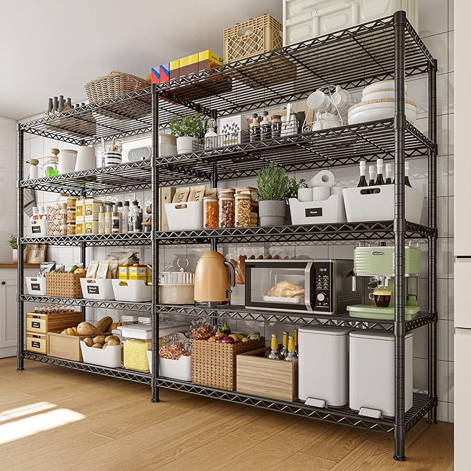 REIBII 72.8" W Storage Shelves Load 1600LBS, 5 Tier Metal Shelving Unit ...