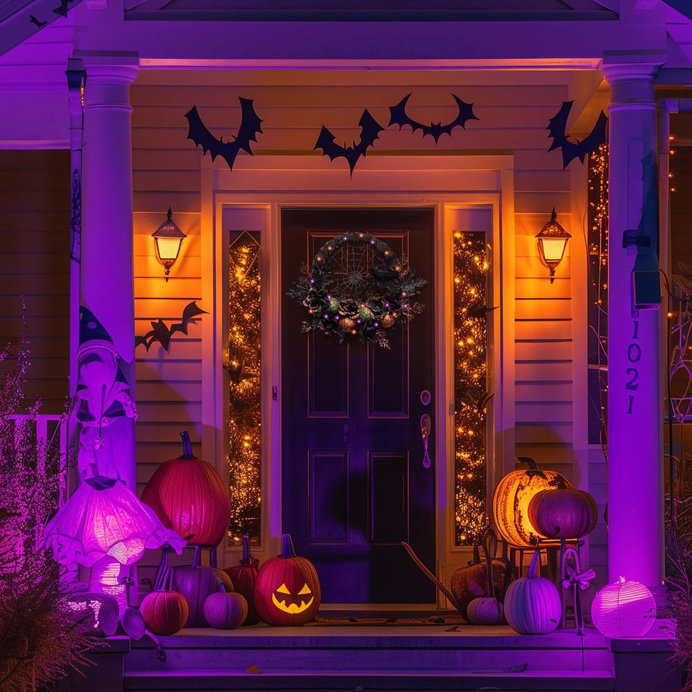 Valery Madelyn 24" Pre-Lit Halloween Wreath for Front Door Decor