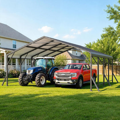 Wisteria Lane Metal Carport, Carports 20x20 Heavy Duty with Thicker Frame and Base, UV-Resistant & Waterproof All-Weather Outdoor Shelter for Boats, Tractors, Pickup Trucks, Motorcycles, Dark Gray