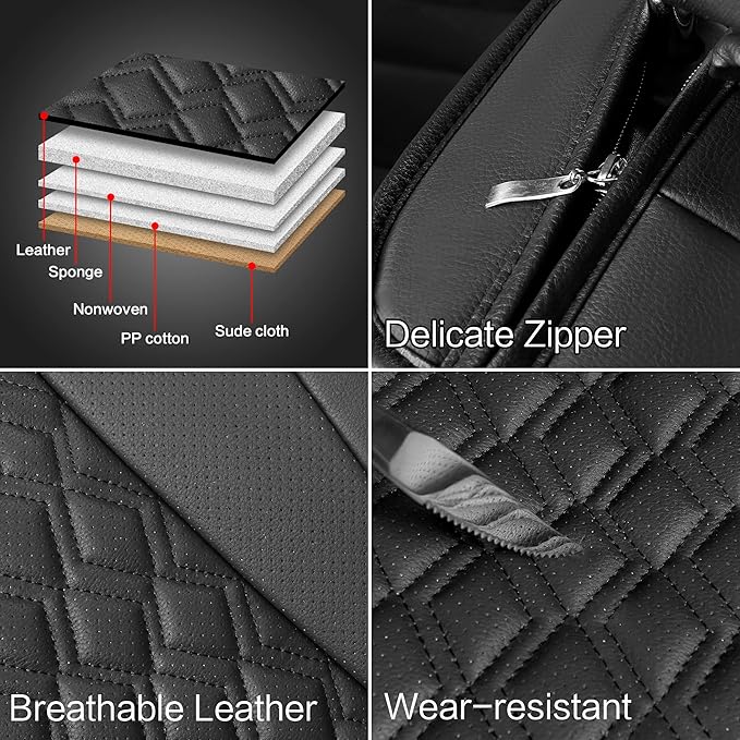 Pariitadin Leather Car Seat Covers Front Pair, Waterproof Breathable Faux