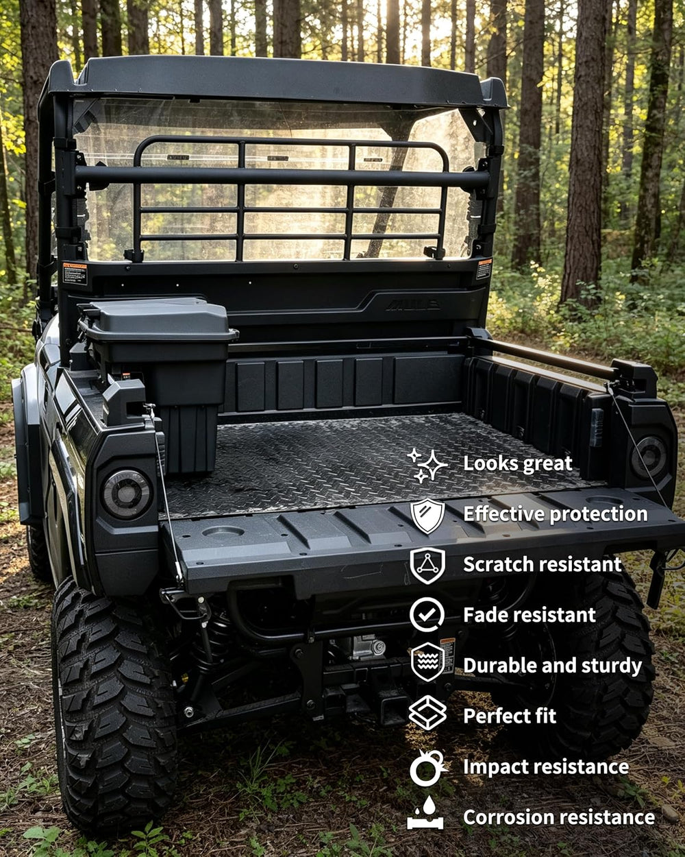 Rear Cargo Box for Kawasaki Mule MX Accessories, Removable Waterproof Storage...