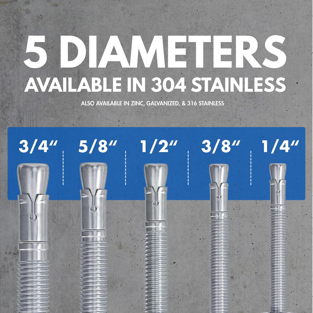 3/8" X 3-3/4" 304 Stainless Steel Wedge Anchors for Concrete (Box o...