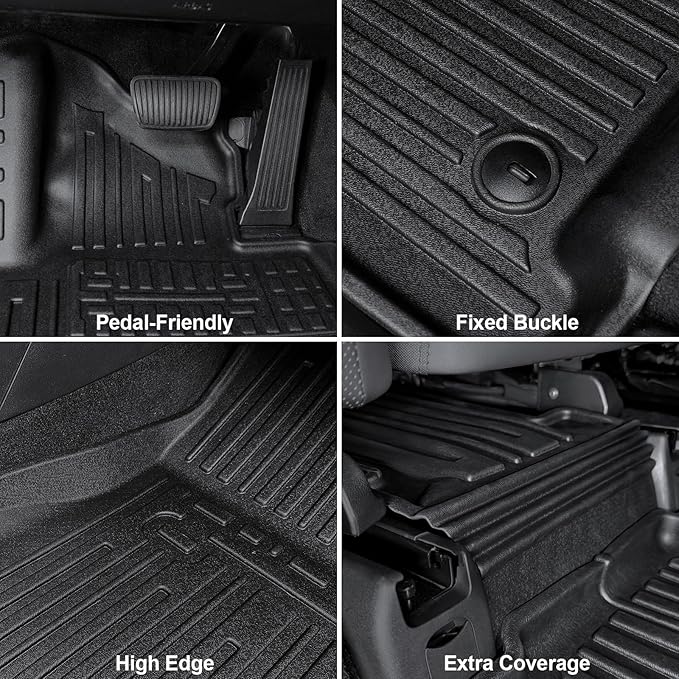 Floor Mats for 2024 2025 2026 Hyundai Santa Fe 6-Seat/7-Seat, All Weather TPE