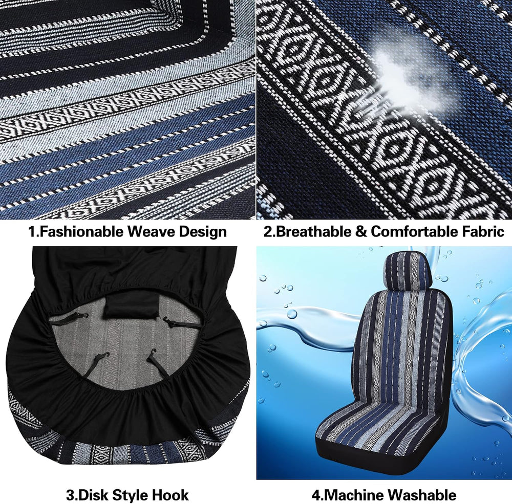 Pariitadin Baja Saddle Blanket Car Seat Covers Full Set with Seat Belt Pads, ...