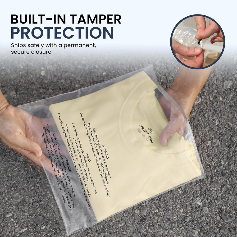 10x13 Inch Clear Poly Bags with Suffocation Warning (500 Count) – Permanent S...