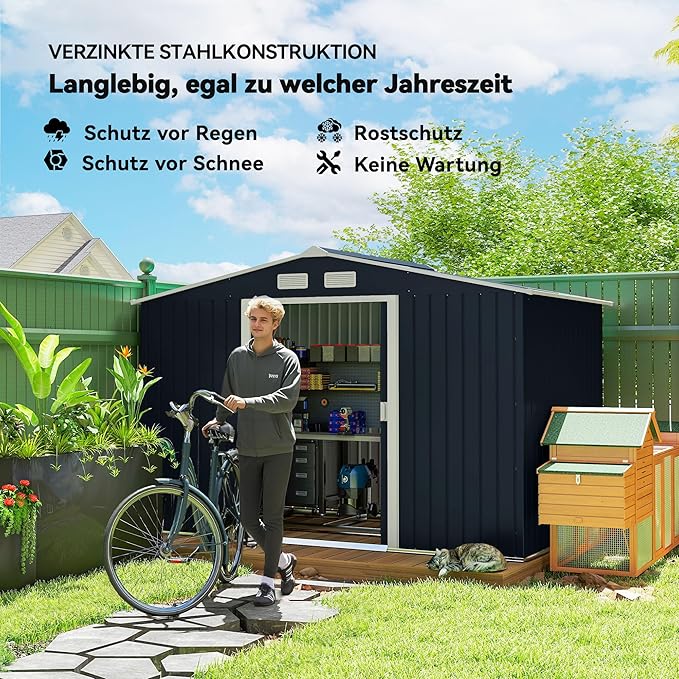 Outsunny 9' x 6' Outdoor Storage Shed, Garden Tool Metal Shed